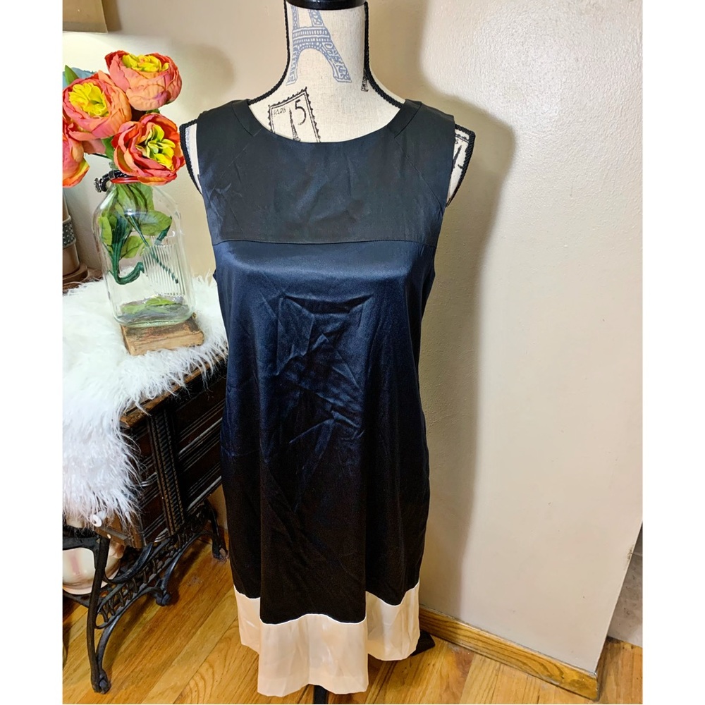 Theory silk navy shift dress womans size 12